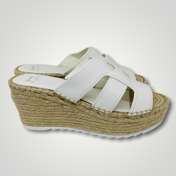 NIB Marc Fisher White Leather Robbyn Espadrille Wedge Sandals - Picture 6 of 12